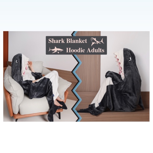 Shark Blanket Hoodie Costume for Adults (XL (for 69-76 Inch Height) NIP - Picture 3 of 7